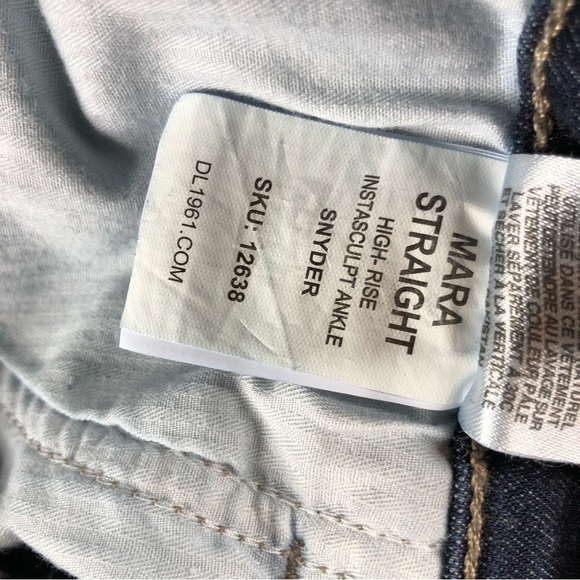 DL1961 Mara Straight High Rise Split Hem Dark Wash Ankle Jeans - Picture 7 of 11